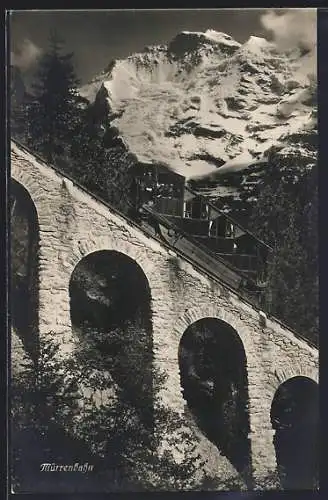 AK Mürrenbahn mit Panorama