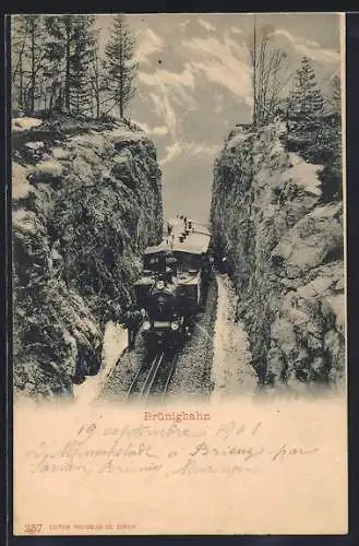 AK Brünigbahn auf der Passhöhe, um 1900