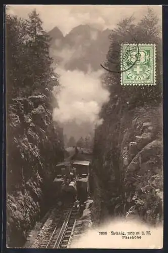 AK Brünig, Passhöhe mit Bergbahn