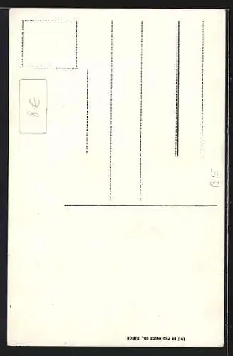 AK Brünig-Bergbahn auf der Passhöhe im Abendrot