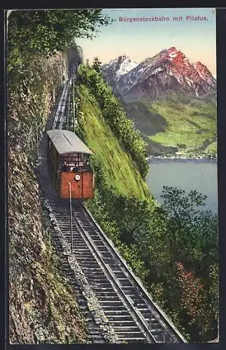 AK Bürgenstockbahn mit Pilatus