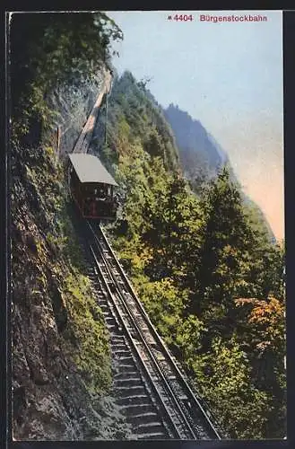 AK Bürgenstockbahn mit Panorama