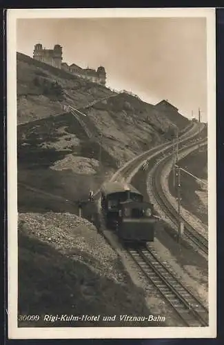 AK Rigi-Kulm-Hotel, Partie mit Vitznau-Bahn