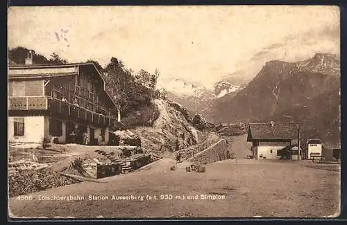 AK Lötschbergbahn, Station Ausserberg und Simplon