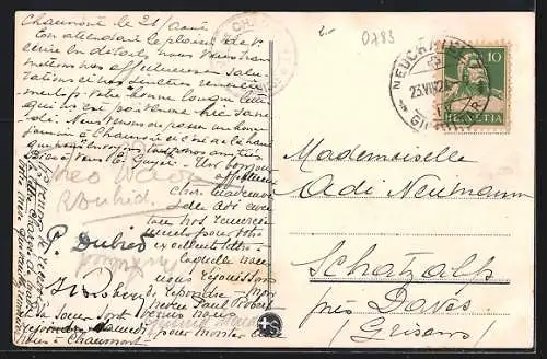 AK Chaumont, La Station du Funiculaire et La Tour, Vue la plus étendue de tout le Jura, Bergbahn