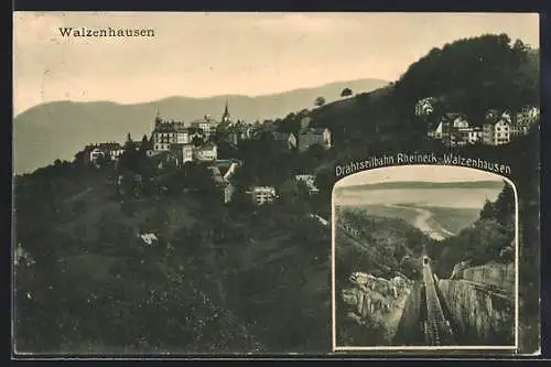 AK Walzenhausen, Drahtseilbahn, Rheineck-Walzenhausen, Panorama