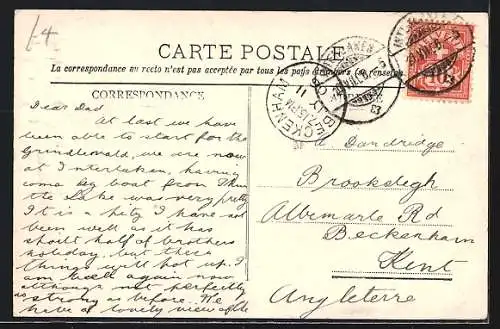 AK Wengernalp, Fahrgäste und Bergbahn an der Station