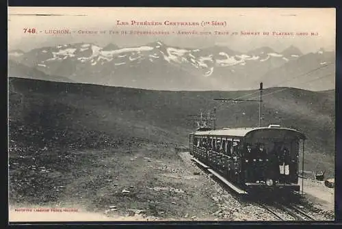 AK Luchon, Chemin de Fer de Superbagnères, Ankunft der Bergbahn