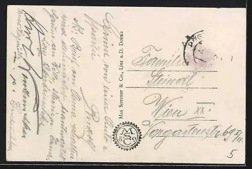 AK Linz a. d. Donau, Strassenpartie auf dem Pöstlingberg mit Bergbahn