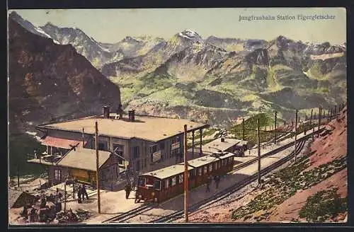 AK Station Eigergletscher der Jungfraubahn