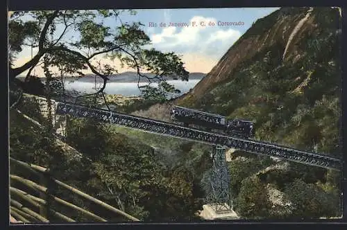 AK Rio de Janeiro, F. C. de Corcovado, Bergbahn