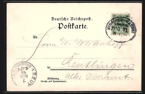 Lithographie Göttingen, Rathaus, Bismarckthurm, Hardenberg