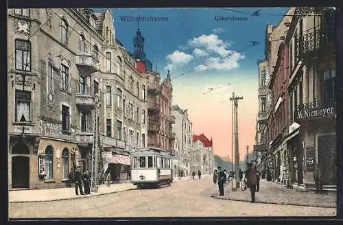 AK Wilhelmshaven, Gökerstrasse mit Strassenbahn