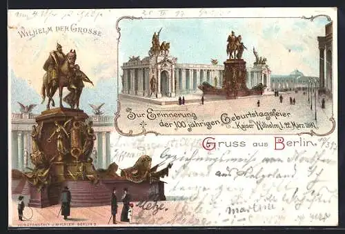 Lithographie Berlin, Geburtstag Kaiser Wilhelm I. 1897