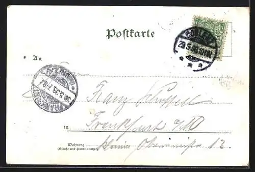 Lithographie Coblenz, Ansicht Kaiser Wilhelm Denkmal und Flusspartie