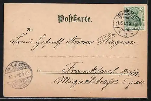 Lithographie Elberfeld, Blick auf das Rathaus