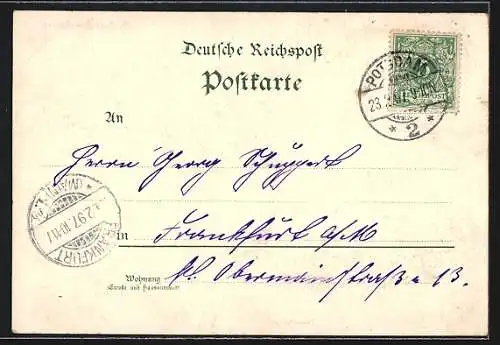 Lithographie Potsdam, Marmor-Palais, Schloss Babelsberg, Pfaueninsel