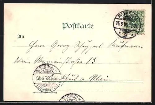 Lithographie Potsdam, Garnisonkirche, Stadtschloss, Brandenburger Thor, Blumenverzierung