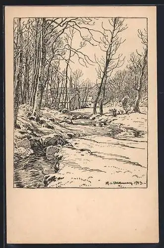 Künstler-AK Hans von Volkmann: Vorfrühling, Fluss