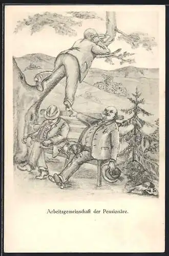 Künstler-AK H. Starkloff: Arbeitsgemeinschaft der Pensionäre