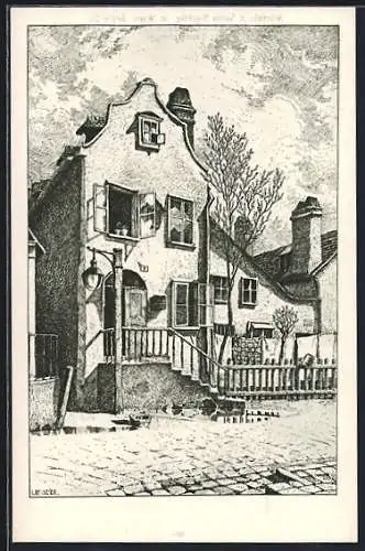 Künstler-AK Ulf Seidl: Wien, Wohnhaus am Kaunitzbergel