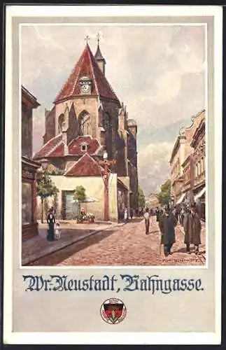 AK Deutscher Schulverein Nr. 581: Wr.-Neustadt, Blick in die Bahngasse