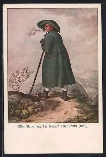 AK Alter Bauer aus der Gegend von Leoben um 1810