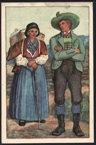 Künstler-AK Bauerntrachten aus Oststeiermark