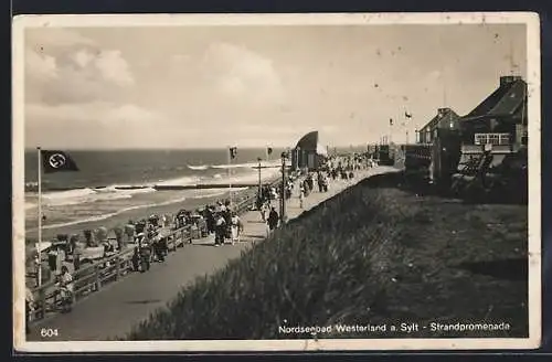 AK Westerland a. Sylt, Strandpromenade mit n