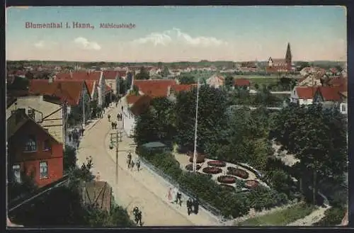 AK Blumenthal i. Hann, Mühlenstrasse aus der Vogelschau