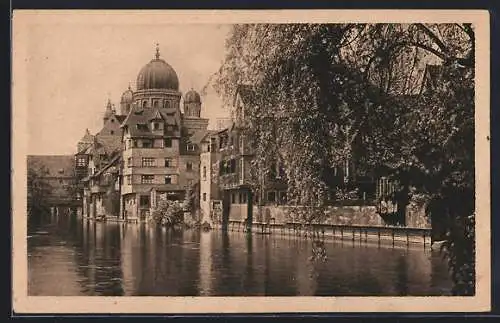 AK Nürnberg, Insel Schütt mit Synagoge