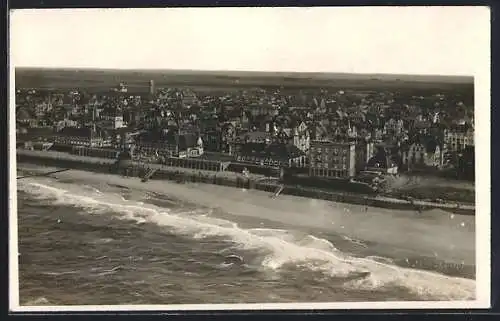AK Westerland /Sylt, Blick auf den Strand und die Stadt aus der Vogelschau