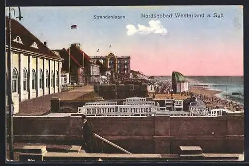 AK Westerland a. Sylt, Nordseebad, Strandanlagen