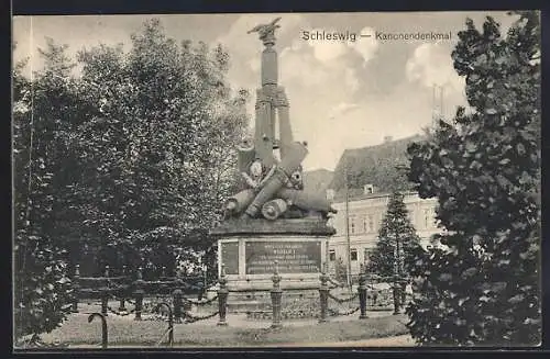 AK Schleswig, Blick zum Kanonendenkmal