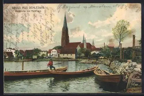 AK Schleswig, Domkirche von Holm aus gesehen