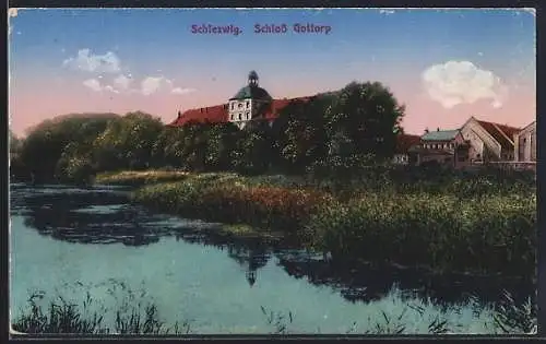 AK Schleswig, Flusspartie am Schloss Gottorp