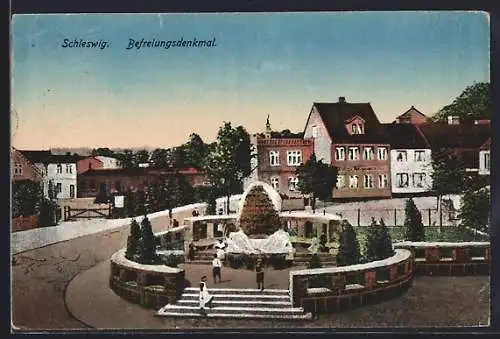 AK Schleswig, Ortspartie mit Befreiungsdenkmal