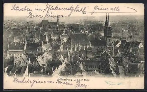 AK Nürnberg, Teilansicht vom Stadtkern von der Burg
