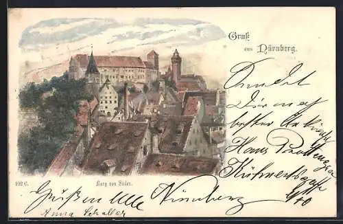 AK Nürnberg, Südansicht der Burg