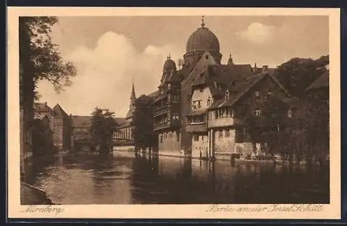 AK Nürnberg, Insel Schütt mit Synagoge