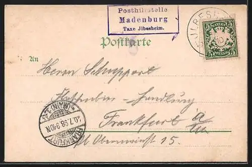 Lithographie Madenburg, Brunnenhaus, Innerer Hof der Burg