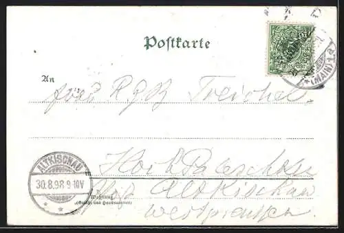 Passepartout-Lithographie Frankfurt a. M., Kaiserstrasse und Zoologischer Garten, Rosen