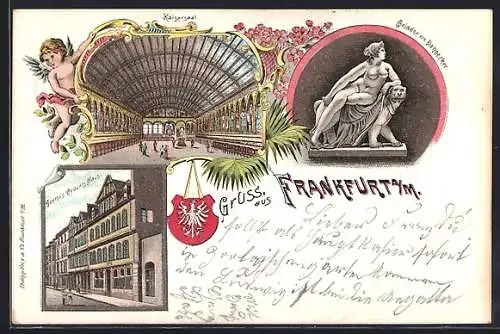 Lithographie Alt-Frankfurt, Kaisersaal, Ariadne von Dannecker