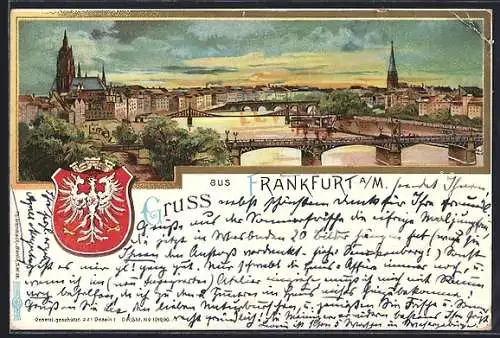 AK Frankfurt /Main, Blick auf die Stadt mit der Mainbrücke