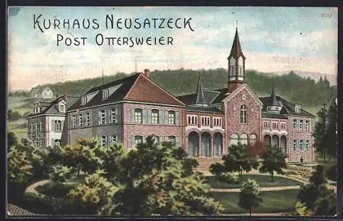 AK Neusatzeck, Kurhaus mit Gartenanlage
