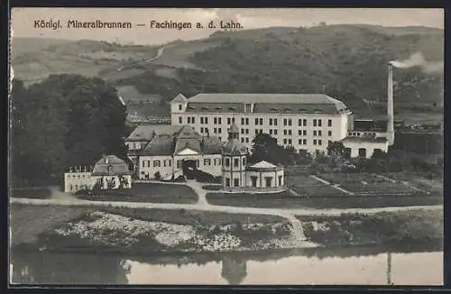 AK Fachingen a. d. Lahn, Königl. Mineralbrunnen aus der Vogelschau