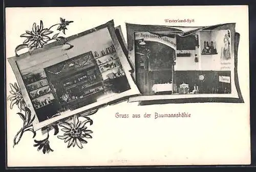 AK Westerland /Sylt, Gasthaus Baumannshöhle, Innenansichten
