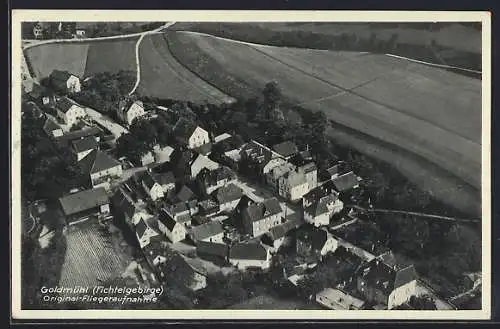 AK Goldmühl /Fichtelgebirge, Teilansicht, Fliegeraufnahme