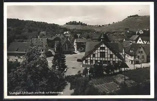 AK Stuttgart-Uhlbach, Ortspartie mit Blick auf Rotenberg
