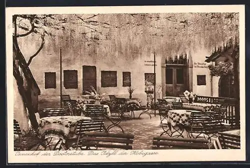 AK Berncastel, Gasthaus Doctor-Weinstube, Strasse Hebegasse, Innenhof